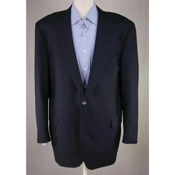 Zanella Solid Navy Blue 2-Btn Wool Blazer Jacket Made in Italy 44R - Picture 2 of 7